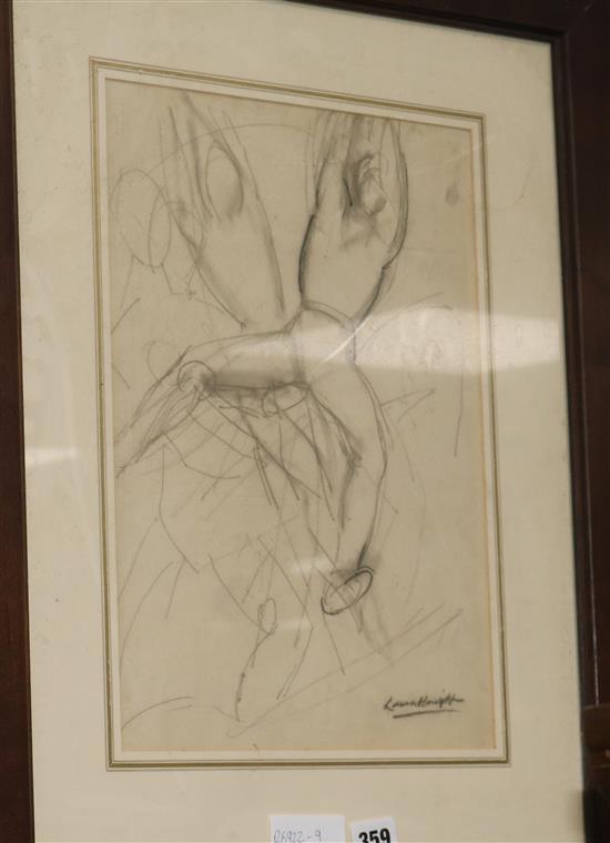 Dame Laura Knight, pencil, sketch of an acrobat, signed 36 x 25.5cm